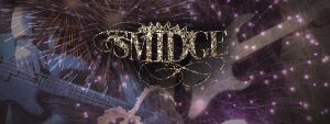 glittery Smidge logo with fireworks and guitars